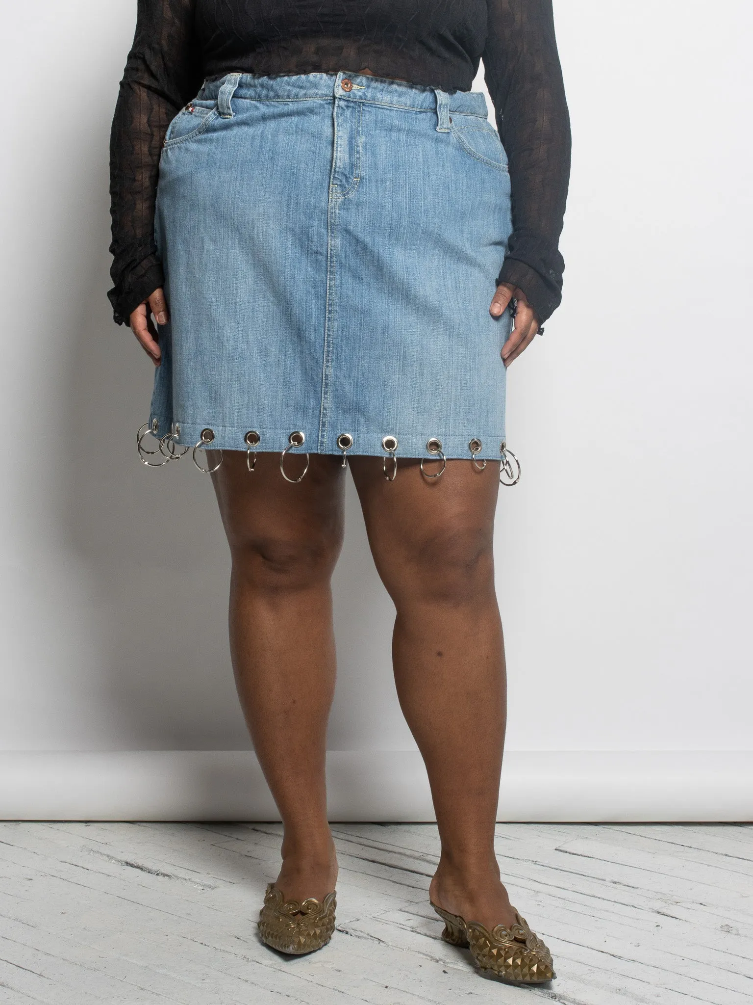 Shop Journal x BRZ - Denim Grommet Skirt (2X)