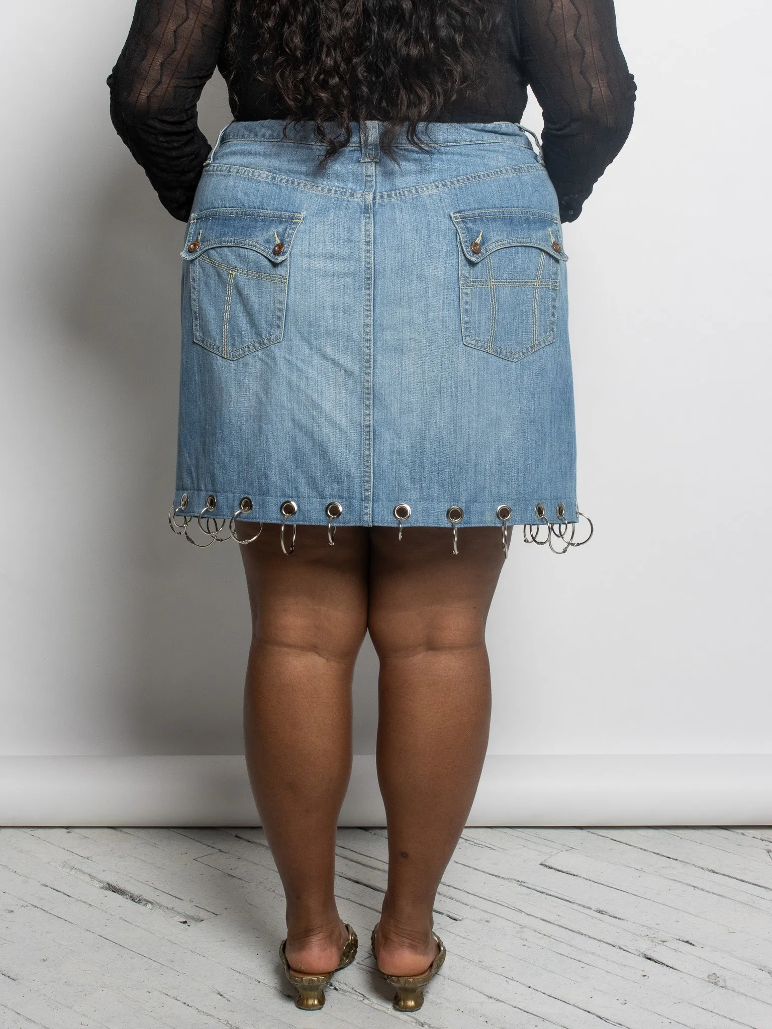 Shop Journal x BRZ - Denim Grommet Skirt (2X)