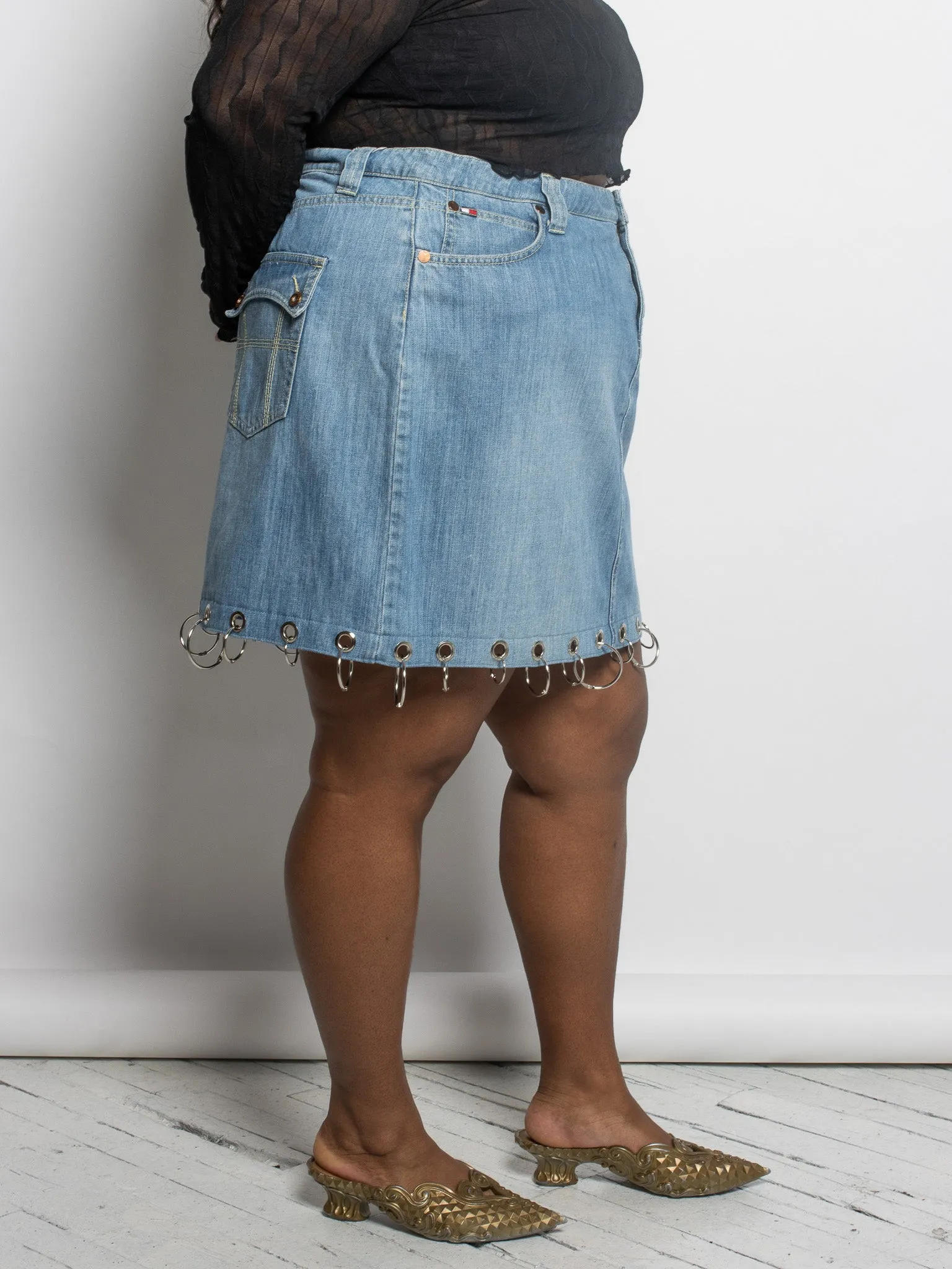 Shop Journal x BRZ - Denim Grommet Skirt (2X)