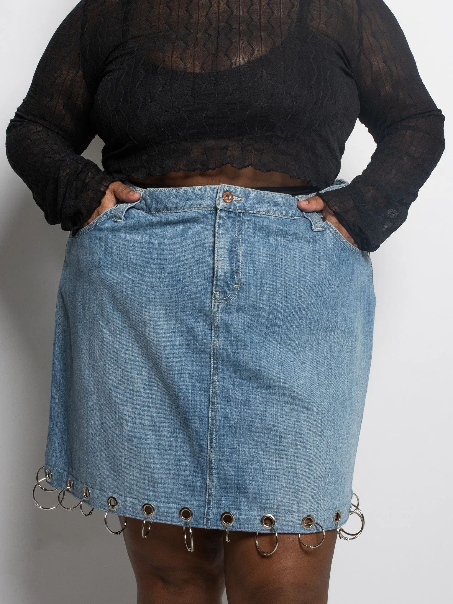 Shop Journal x BRZ - Denim Grommet Skirt (2X)