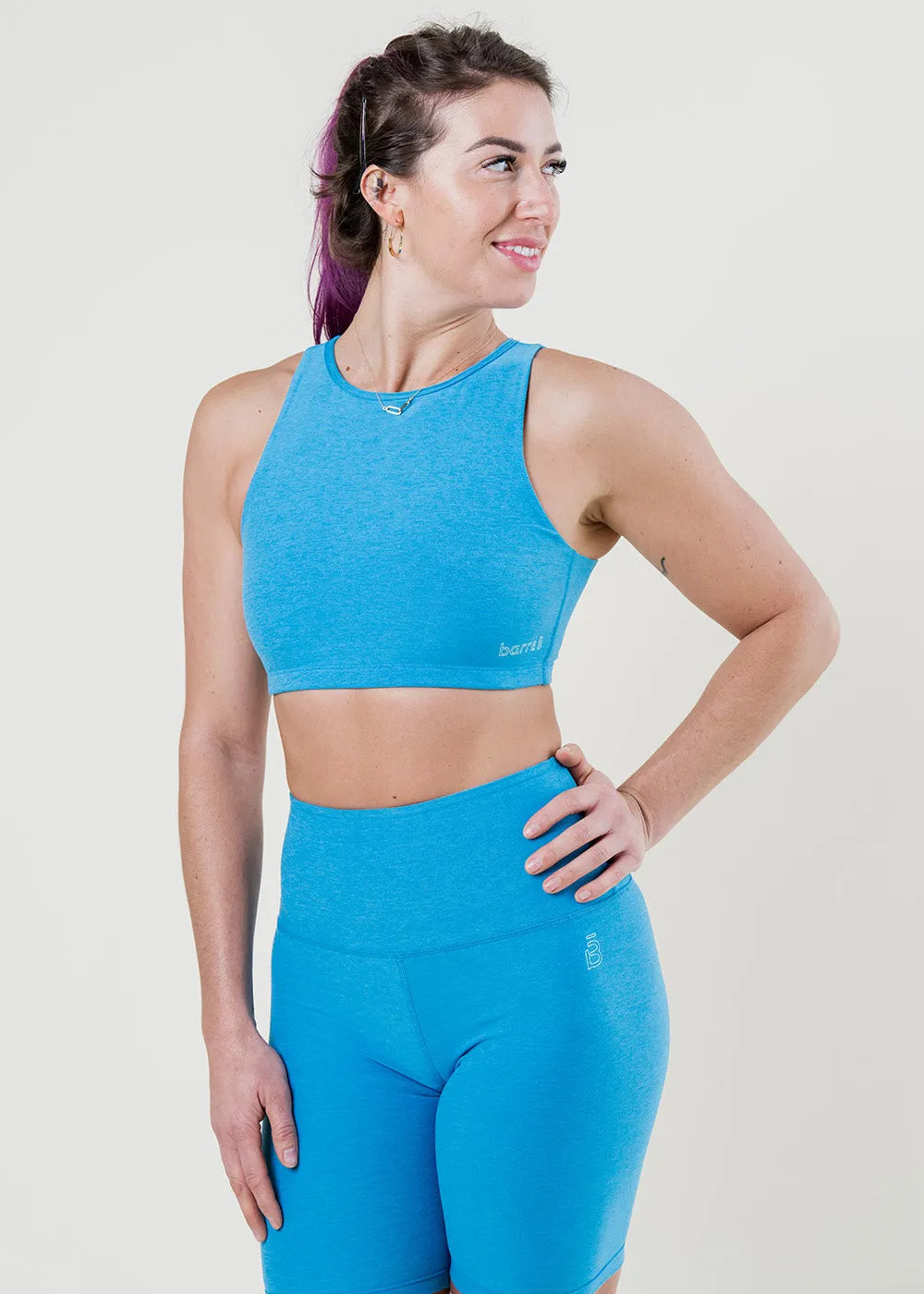 Spacedye High Waisted Biker Short - Blue Ocean Heather