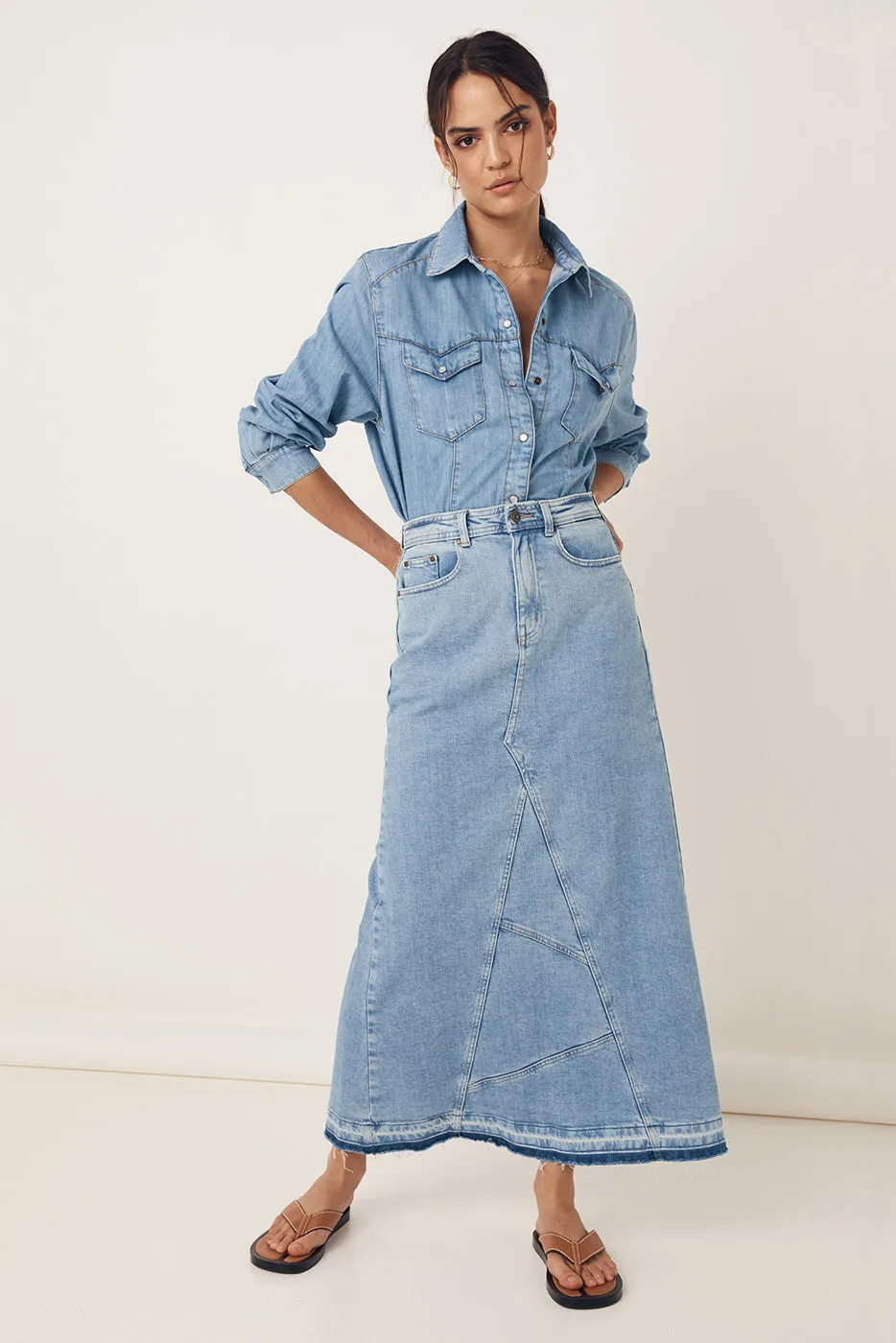 Spell x Outland Denim Maxi Skirt