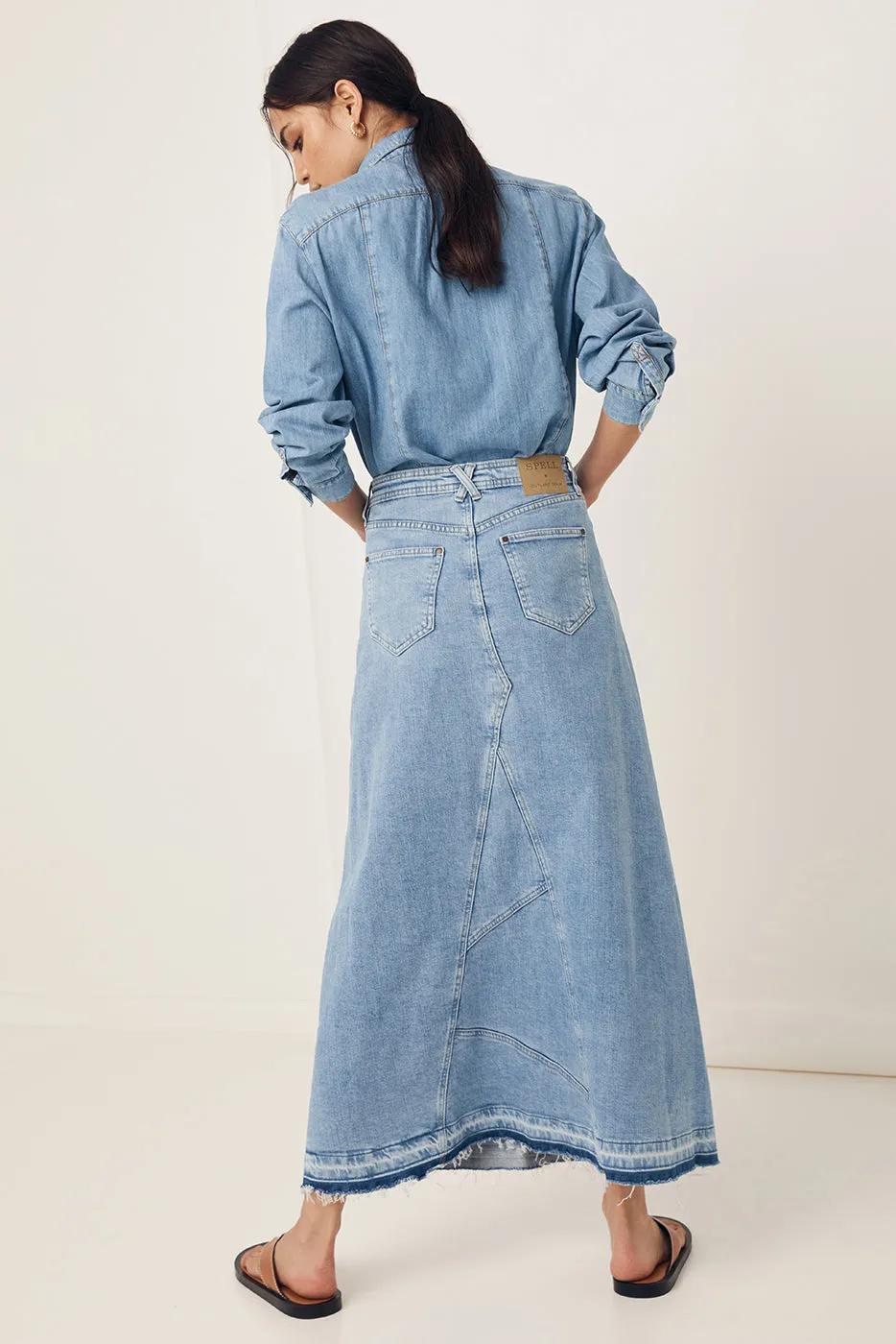 Spell x Outland Denim Maxi Skirt