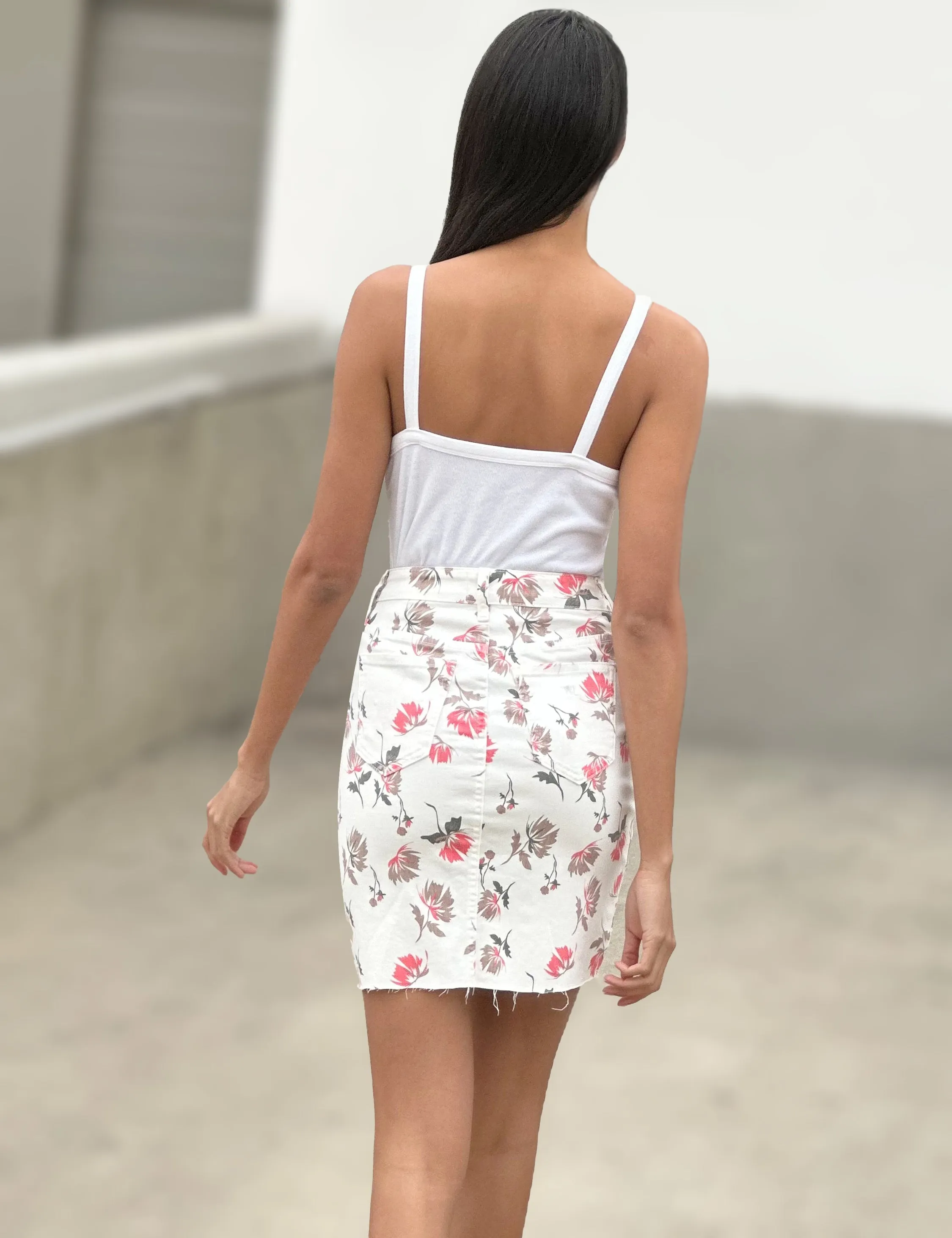 Stella Mini Floral Button-Fly Skirt