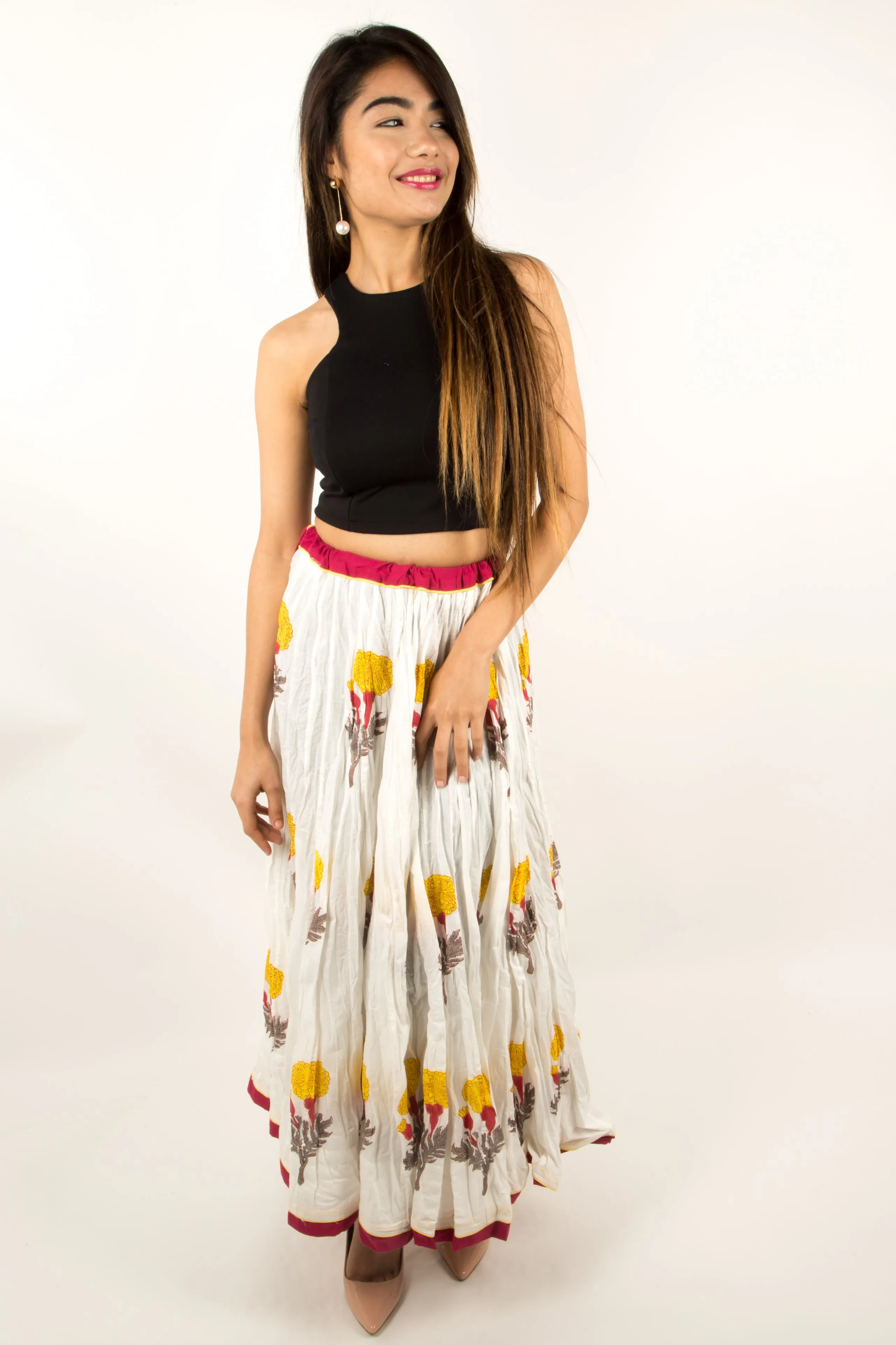 Swing Skirt-Yellow Mogra