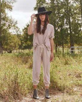 The Great - Swiss Dot Cropped Tee in Washed White