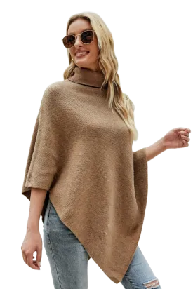 Turtleneck Buttoned Poncho