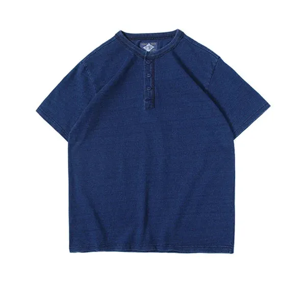 Vintage Indigo Henley Pocket Tee - Short Sleeve Men's T-Shirt