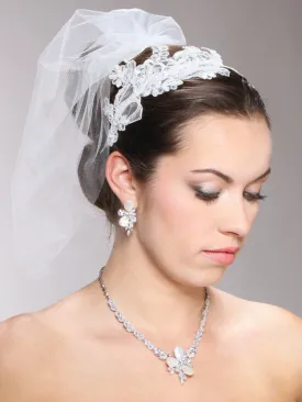 Vintage White Lace Headband with Pearls Sequins