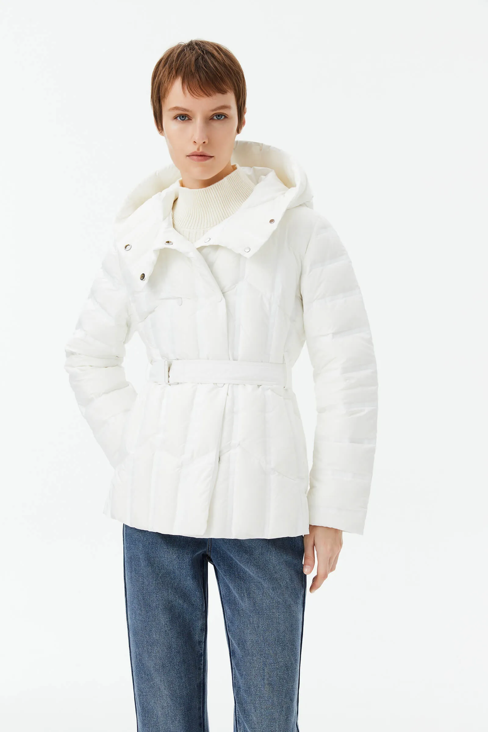 Warm Hooded Goose Down Jacket