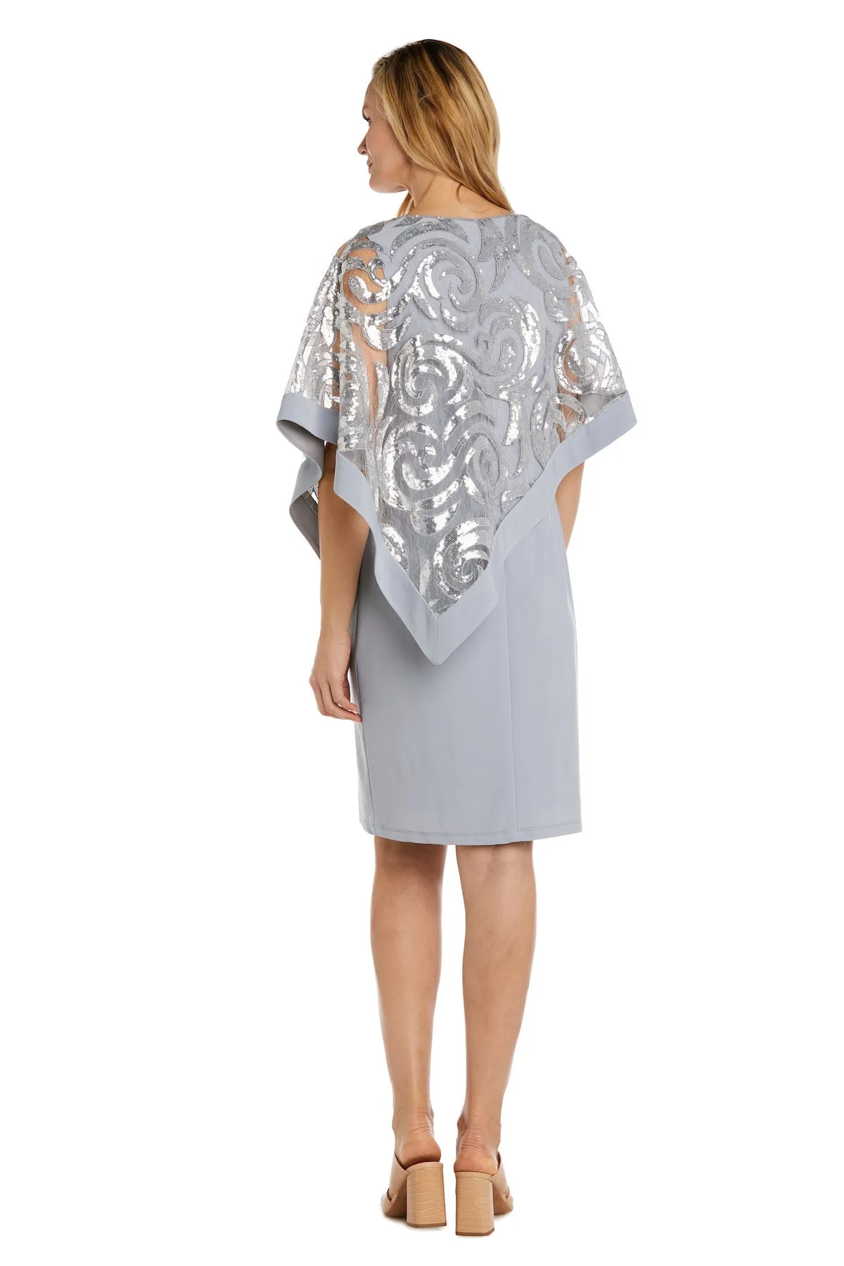 Women Petite Two-Piece  Stunning Sequin Swirl Poncho Dress